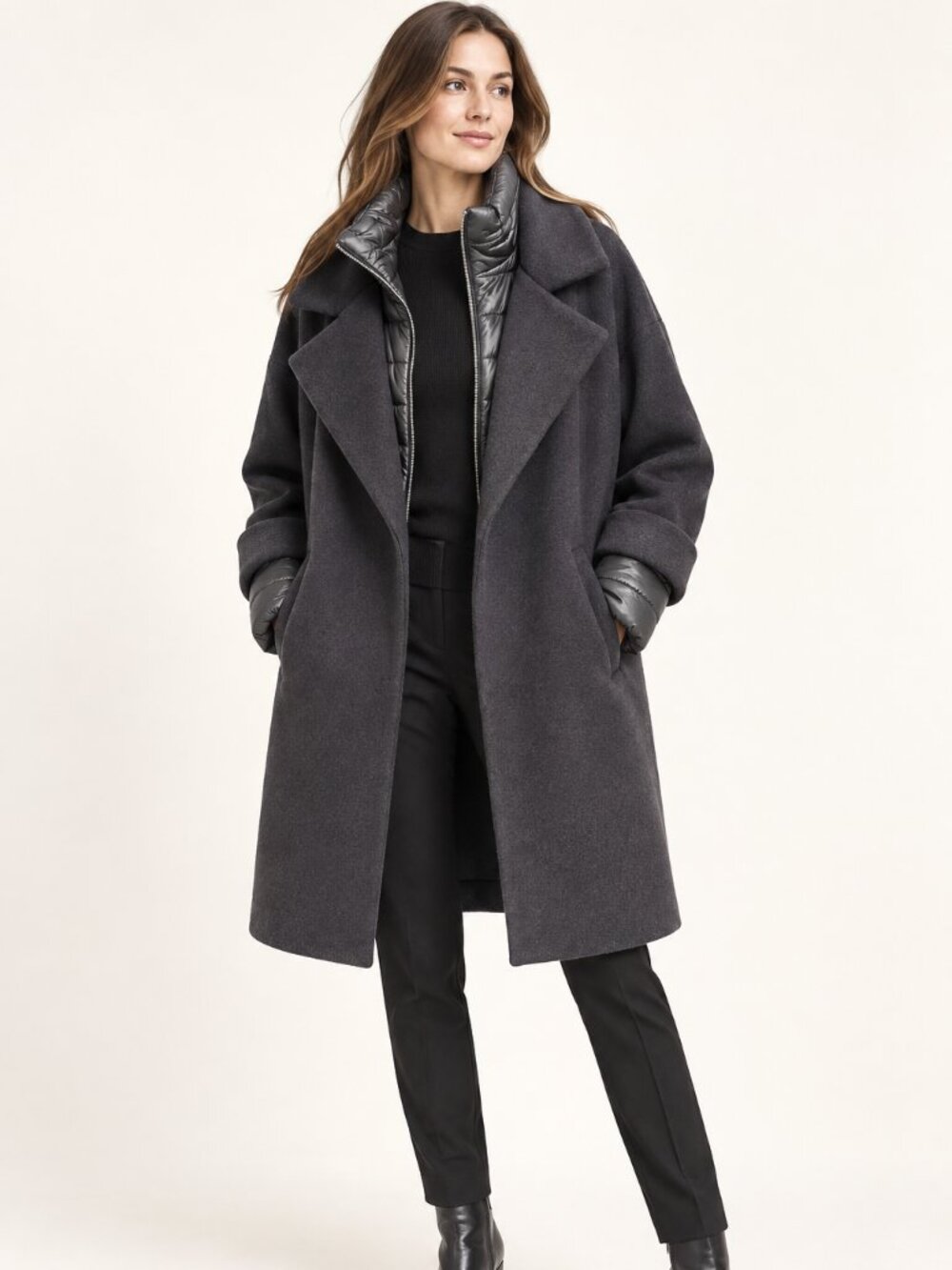 Herno Women's Convertible Wool Peacoat